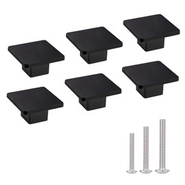 AOKENBAO 6-Pack Black Square Cabinet Knob Black Dresser Knob Square Color Square Cabinet Knob Cabinet Knob Modern Drawer Knob Black Knob (High End Black Salt Spray Test Neutral 500-1000 Hours)