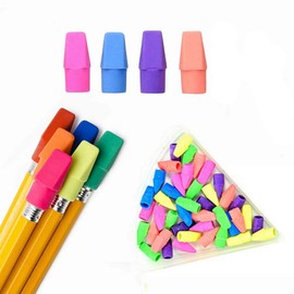 AKOAK 100 Pcs Color Pencil Tips Rubber Cap Eraser, Children's Student Stationery - Fits on the Ends of Most Standard Pencils (Mixed Colors)