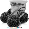 WhaleLife - Paquete de 4 esponjas de baño negras para