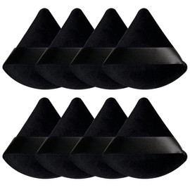 8 Pack Triangle Makeup Puffs, Cosmetic Face Puffs, Sponge Soft Triangle Puffs, Velvet Wedge Makeup Puffs, Wet and Dry Powder Sponge Pads (Black)