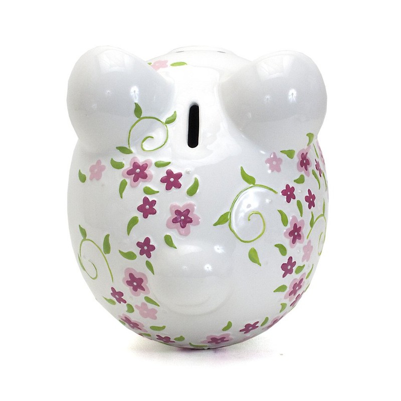 Child to Cherish Ceramic Piggy Bank for Girls, Shabby Chic
