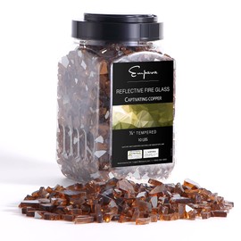 Empava 10 lbs. 1/4-in Reflective Tempered Glass for Gas Fire Pit, Captivating Copper