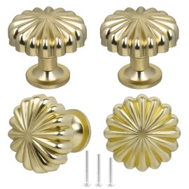ShipeeKin 4X Gold Drawer Knobs Gold Kitchen Cabinet Knobs Pumpkin Shape Door Pull Handle 30mm Single Hole Closet Cupboard Knob Hardware
