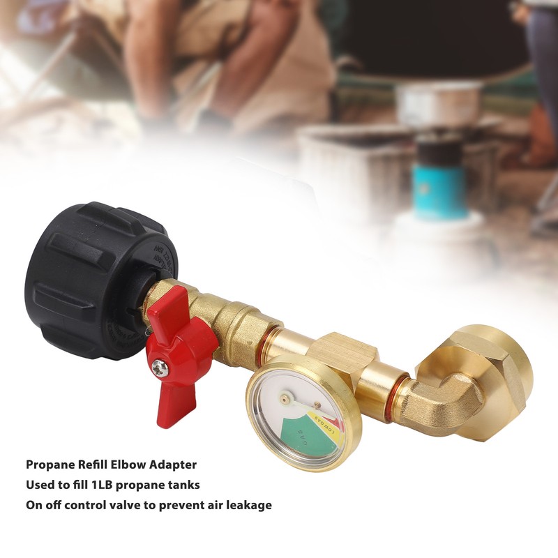 Propane Refill Adapter with Pressure Gauge and On Off Control