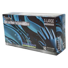 Adenna PHM918 Phantom 6 Mil Latex Powder Free Exam Gloves (Black, X-Large) Box Of 90