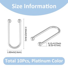 SUPERFINDINGS 10Pcs Alloy Bikini Clips Silver U Shape Ring Buckle Metal Bra Connector Linker Bikini Buckles for Swimwear Front Clasp Garment Accessory DIY Supplies