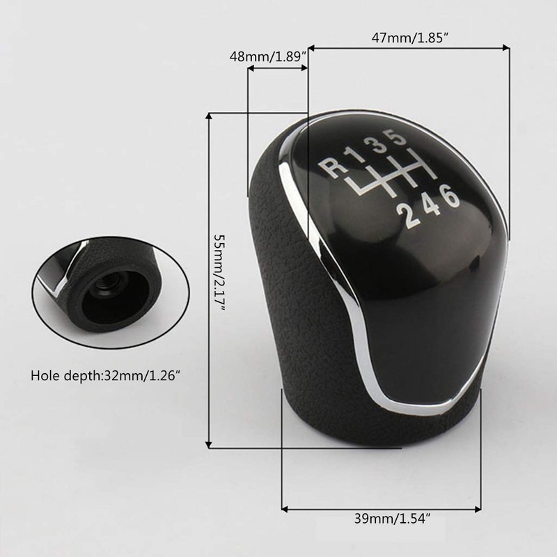 BIlinli 6 Speed Manual Stick Gear Shift Knob Lever Head