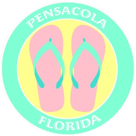 Athena Brands Flip Flops Pensacola Florida - Car Truck Window Bumper Graphics Sticker Decal - Sea Grass Green