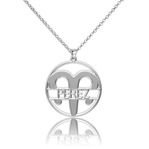 LoEnMe Jewelry Silver Plated Aries Woman Custom Made Engraved Sterling