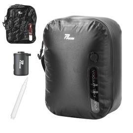 POIXM Vacuum Bags for Travel with Wireless Pump, 180° Open Zipper, IP67 Waterproof, Reusable Space Saver Compression Bags for Backpack, Suitcase, Home Storage(1 Pack + Pump)