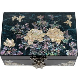 February Mountain Mother of Pearl Jewelry Organizer Box - Birthday, Wedding, Anniversary, Christmas Birthday Gifts for Women