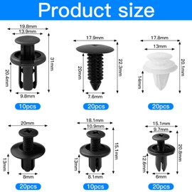 OFKPO 100pcs Car Screws Kit, Plastic Rivets Fasteners, for Retainer Clips, Bumper Car, Universal Auto Car Trim Clips, Push Replacement Kit