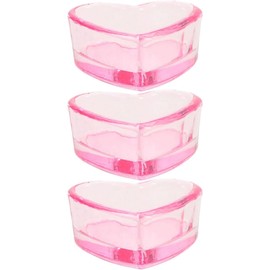 Plato Dappen de Vidrio en Forma de Corazón Rosa 3 Piezas para Uñas Cuenco sin Tapa, Soporte para Pinceles y Herramientas de Manicura, Acabado Elegante y Bonito