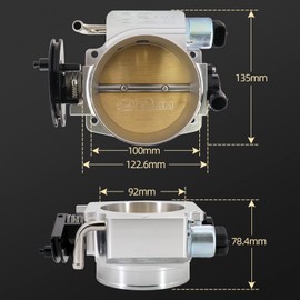 Tektall 92mm Aluminum Throttle Body with Throttle Position Sensors TPS IAC Compatible with LSX LS LS1 LS2 LS7