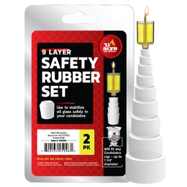 Ner Mitzvah Safety Rubber Set for Oil Candle Cups - 9 Layer - 2 Pack - for Hanukkah Menorah Oil Cups and Shabbos Candles in Canadlabras