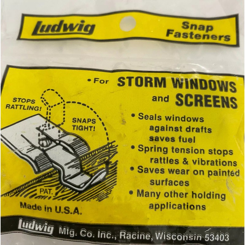 Ludwig Mfg Co Snap Fastners for Screen and Storm Windows