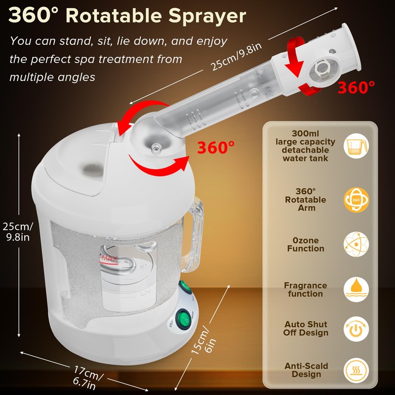 Easy to Clean Facial Steamer, Portable Nano Ionic Face Steamer