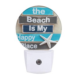 Uanvaha Coastal Starfish Night Light The Beach is My Happy Place Night Lights Plug into Wall for Boys Girls, Led Lamp for Stairway/Hallway/Bedroom 0.5W Nightlight Sleep Friendly