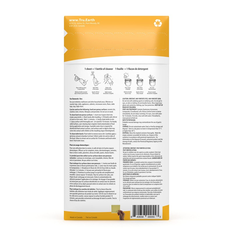 Tru Earth Tiras ecológicas para limpiador multisuperficie, ecológicas, biodegradables y