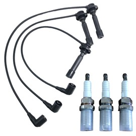 BIGLKNM 3 bujías y 3 cables de bujía compatibles con Kawasaki Mule PRO FXT FX FXR KAF820 OEM # 21150-0013 92070-0048