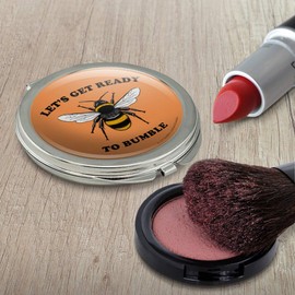 Let's Get Ready to Bumble Bee Rumble Funny Humor Compact Travel Purse Handbag Makeup Mirror