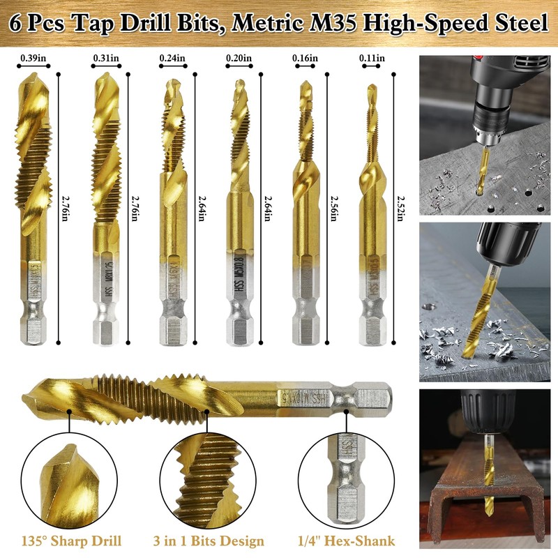 LAMPTOP 39-Pcs Woodworking Chamfer Drilling Tools Including 1-Pcs Bolt-Deburring Tool,