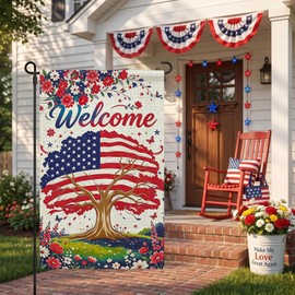 4th of July Garden Flags America Patriotic Welcome Home Red White and Blue Decorations Spring Garden Yard Flag 12x18 Double Sided for Outside Memorial Day Fourth of July Decorations Front Porch Decor