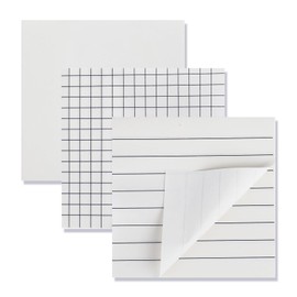 3 Pack Sticky Notes 3 x 3 Inches Aesthetic Sticky Notes with Lines Grids Cute Neutral Sticky Notes Lined Memo Pads for Home Office School, 80 Sheets/Pad, White