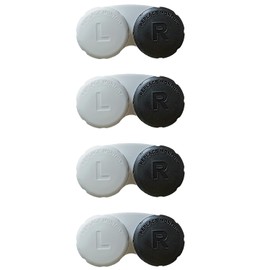 Kuanfine 4 Pack Contact Lens Case Leak Proof Travel Contact Case, Colored Contact Lens Storage Holder Container(Black)