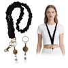 Scrunchie Lanyard for ID Badges, Polyester Elastic Lanyard with Stainless