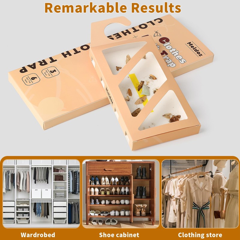 Meldoz Clothes Moth Traps with Powerful Pheromones, Non-Toxic & Odor-Free