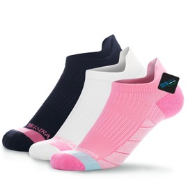 BRISIRA Bamboo Viscose Compression Socks Women Ankle Sport Hiking Running Socks, Anti Blister Moisture Wicking, 3 Pairs