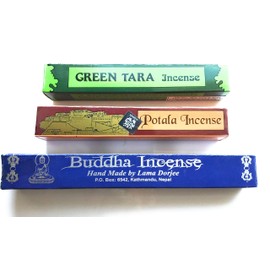 Tibetan Incense 3 box Variety | Buddha Incense x 25 sticks | Green Tara x 19 sticks | Potala incense x 17 Sticks (Total 61 sticks)