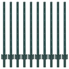 AMAGABELI GARDEN & HOME Fence Posts 5Feet 10Pack Sturdy Heavy Duty Metal Fence Post with U-Channel Steel Fence U-Post Coated Green Poles Support for Chicken Wire Fence Garden Patch Posts