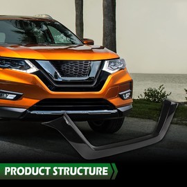 GRAND ORANGE Front Upper Bumper Grille Outer Molding Trim Compatible with Nissan Rogue 2017-2020 NI1044114 622786FL0A Front Hood Grill Trim Moulding Black