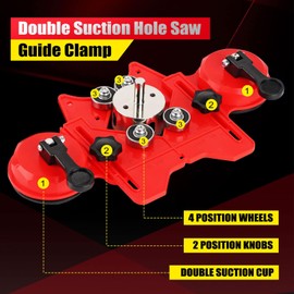 WORKEASE Diamond Hole Saw Kit, 17 Pcs Tile Drill Bits Set with Double Suction Cups Hole Saw Guide Jig, (1/4"-2”) Diamond Hole Saw for Glass, Ceramic, Marble, Porcelain, Tile Cutting
