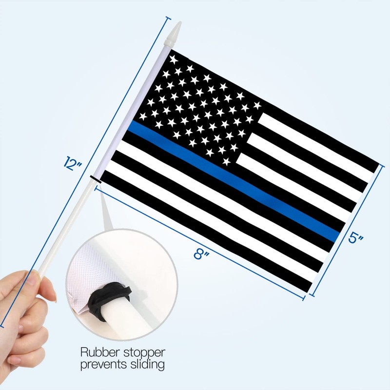Anley Thin Blue Line USA Mini Flag 12 Pack -