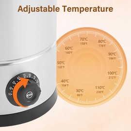 8L Stainless Steel Commercial Wax Melter, 270.5 oz Electric Candle Wax Melting Pot, Adjustable Temperature Candle Wax Melting Pot for DIY Home Business Candle Maker, Sliver