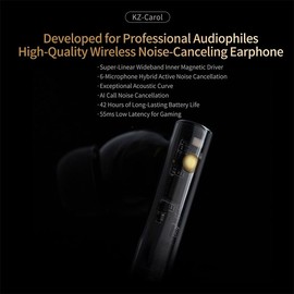 FAAEAL KZ Carol ANC True Wireless Bluetooth Earphone,6-Microphone Hybrid Active Noise Cancellation TWS Earbuds,Audiophiles AI HD Call Bluetooth 5.3 HiFi Bass Music Headphone,Sports Gaming Headset