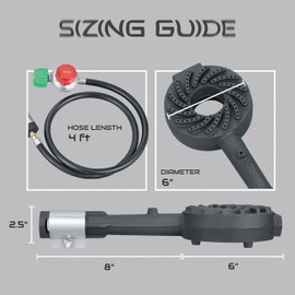 Concord Cyclone Mini Cast Iron High Pressure Burner Head with Top, Side, and Bottom Mounting Options. Single Propane Outdoor Burner Head (Burner Head with Regulator Hose)
