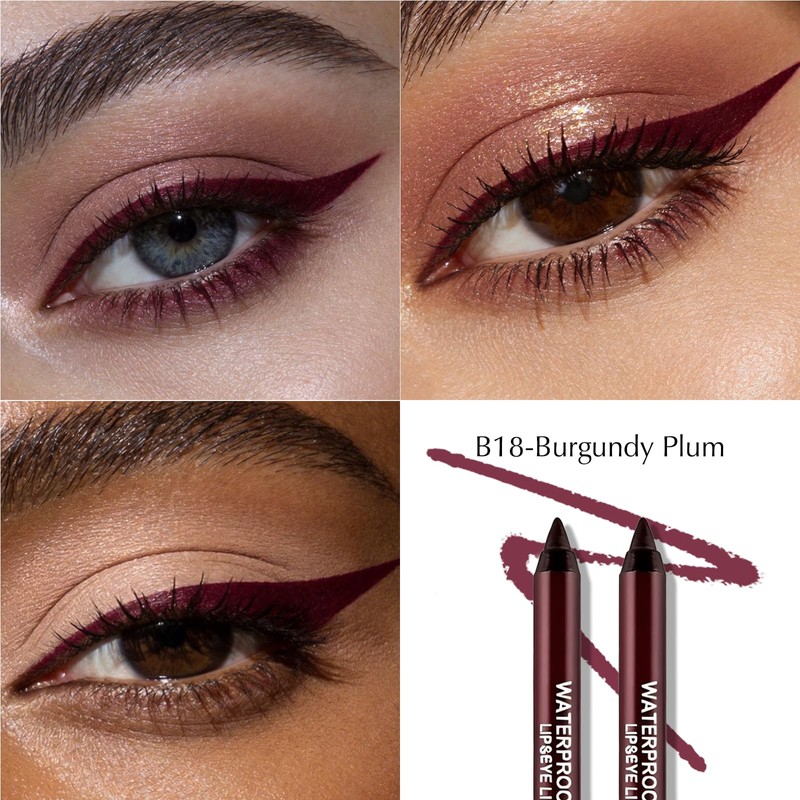 Wugbc 2 PCS Burgundy Plum Eyeliner Pencil, Cream Gel Waterline