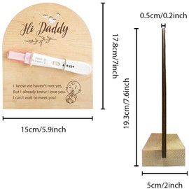 GOMAKERER 1 Pc Wooden Pregnancy Announcement Sign, Hi Daddy Wooden Pregnancy Test Keepsake with Base & Twine Rope Pregnancy Reveal to Husband Dad to Be Gift for Display