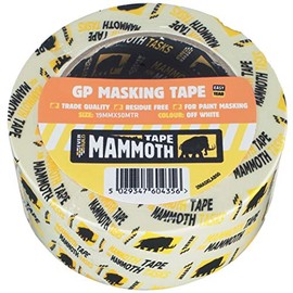 Everbuild Mammoth General Purpose Trade Quality Masking Tape – Suitable for Paint Masking – Off White – 19mm x 50m