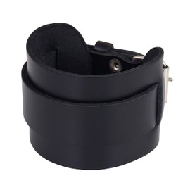 SHADOW DANCE UK Black Genuine Leather Wrist Cuff Band Adjustable Punk Gothic Biker Metal Buckle (Black)