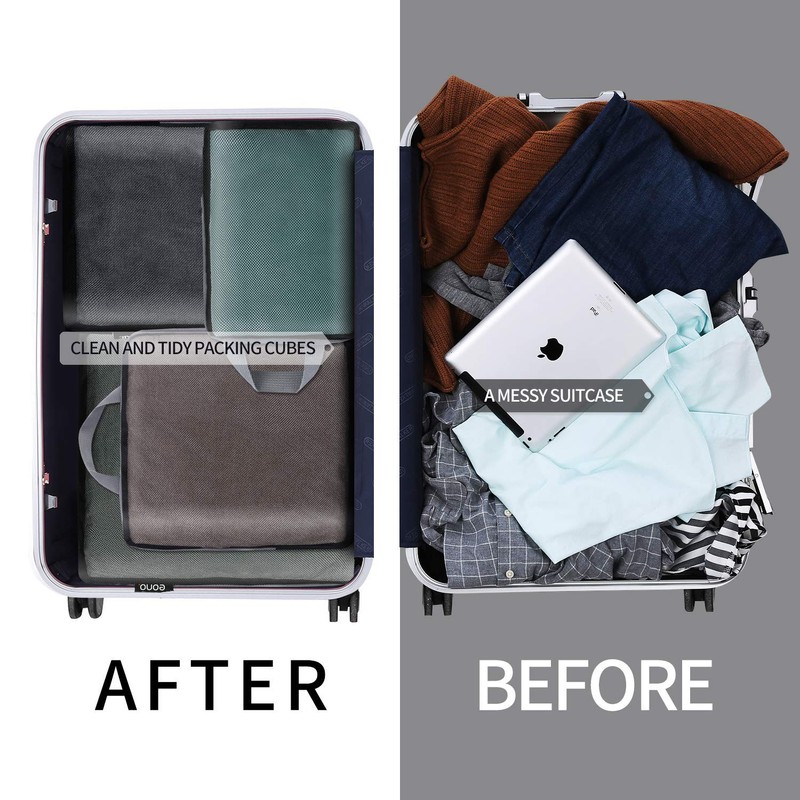 Eono Compression Packing Cubes, Luggage Organiser Set, Extensible Suitcase Organiser,