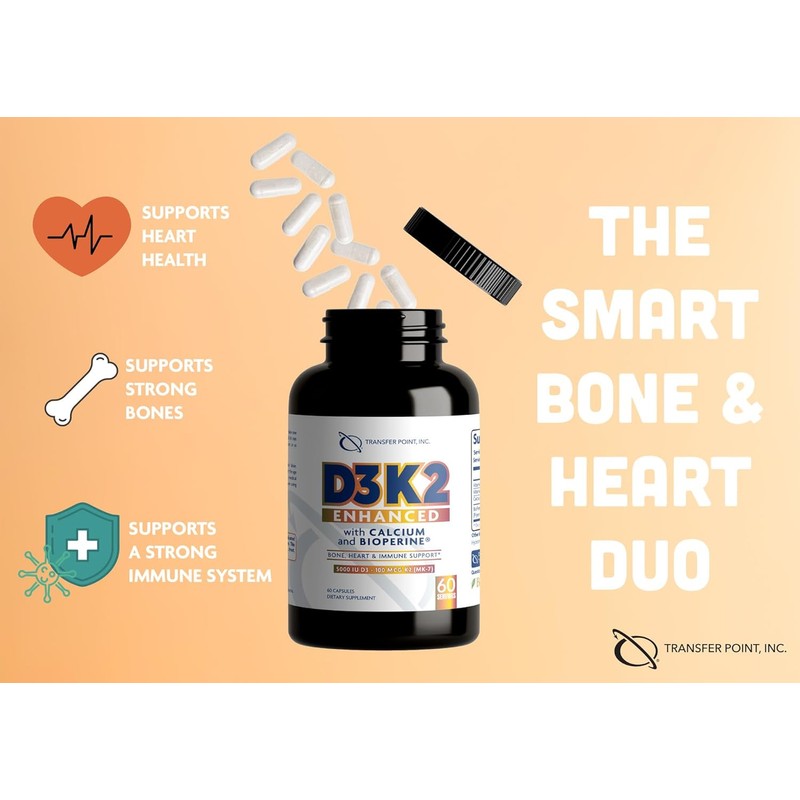 D3K2 Enhanced with Calcium & BioPerine® - 5000 IU Vitamin