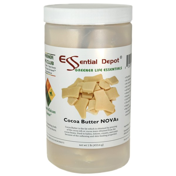Essential Depot Cocoa Butter CHIPS - Unrefined - Organic - Natural Cocoa Scent - 1 lb - Used in Creams, Lotion Bars and Sticks, Lip Balms, Body Butters and many other skin care products