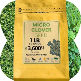 Flawn Seed Kits 1 Lb Micro Clover Seed, Organic Coated, Eco-Friendly, Low Growing, Low Maintenance, Lawn Alternative, Kraft Zipper Pouch, Covers up to 3,600 Sqft
