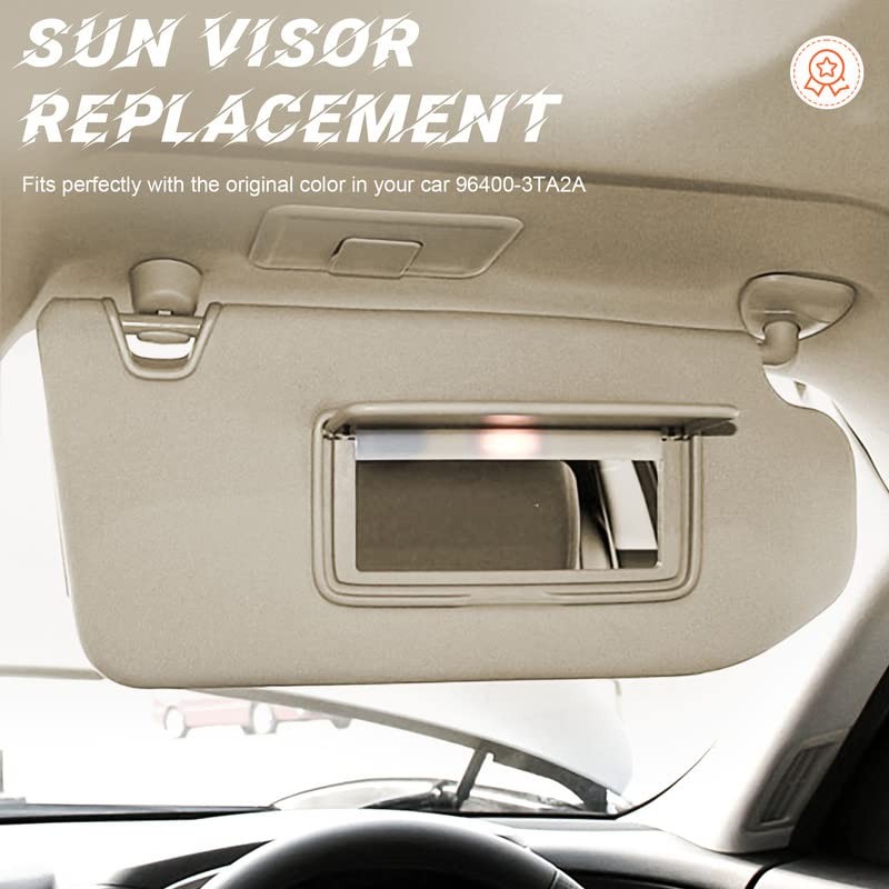 Beige Passenger Right Side Sun Visor Replacement Compatible with Nissan