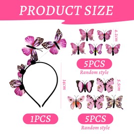 1 Piece Butterfly Headband And 10 Butterfly Hairpins, Creative Design Hair Accessories, Role-Playing Accessories, Suitable For Performances, Dances, Parties.